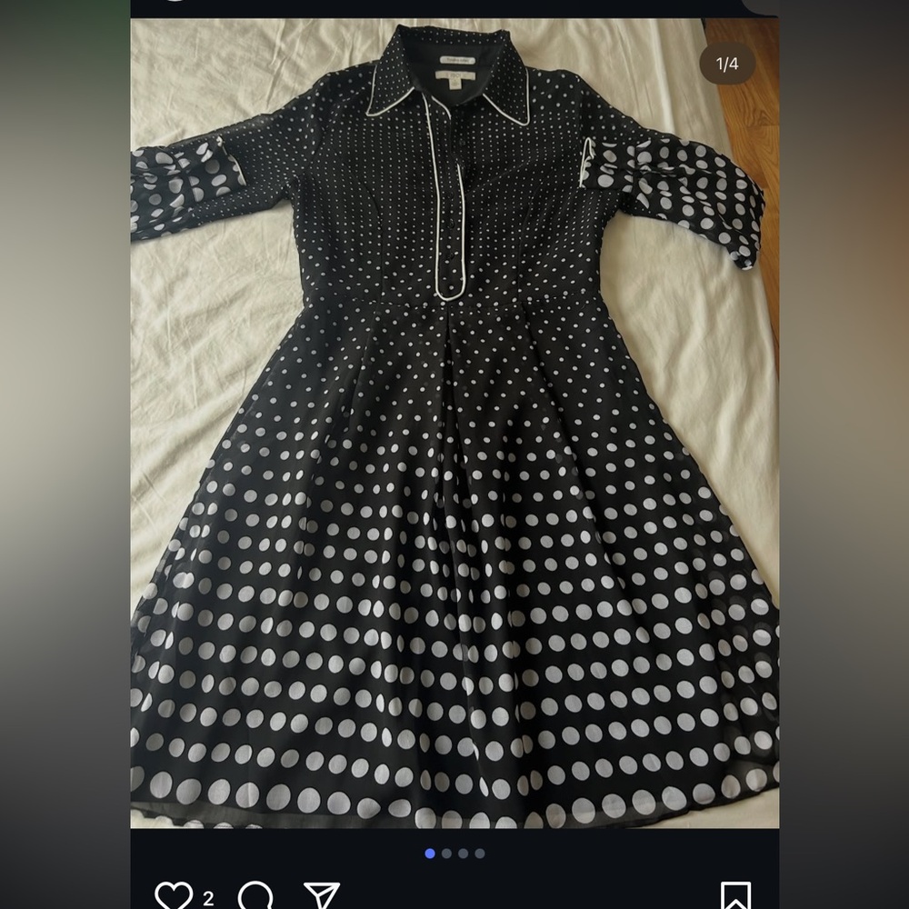Elegant Black and White Polka Dot Dress